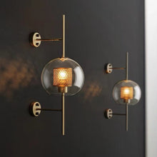 Load image into Gallery viewer, Thatcher - Modern Honeycomb Brass & Glass Wall Sconce