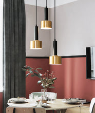 Charger l'image dans la galerie, black and gold circular canopy modern pendant light fixture
