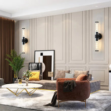 Load image into Gallery viewer, Black two-bulb common space wall sconces