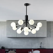 Charger l'image dans la galerie, Black frosted glass multi-bulb chandelier