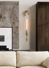 Load image into Gallery viewer, moderrn home wall sconce with brass frame
