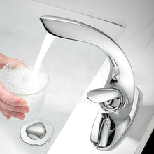 Load image into Gallery viewer, modern curved chrome bathroom faucet with Escutcheon