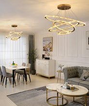 Charger l'image dans la galerie, Lustre à anneaux en cristal de verre