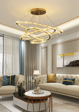 Charger l'image dans la galerie, modern polished gold four ring chandelier