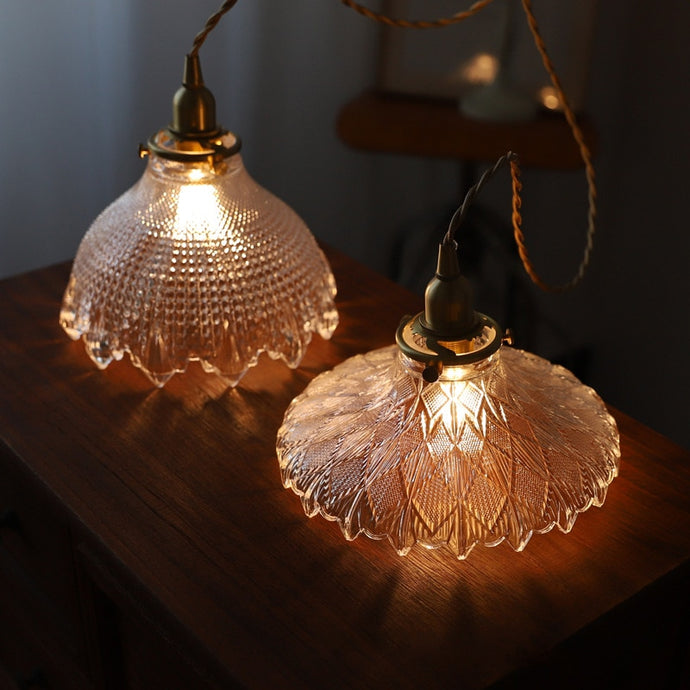 detailed farmhouse style textured glass pendant lights