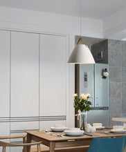 Charger l'image dans la galerie, matte white modern farmhouse leather strap pendant light