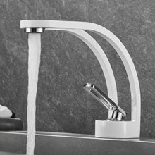 Charger l'image dans la galerie, white and chrome modern two channel powder room and master bathroom faucet