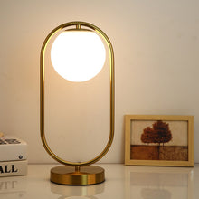 Load image into Gallery viewer, plug in desk lamp with frosted glass globe