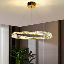 Load image into Gallery viewer, Spiral glass crytal ring chandelier