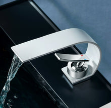Load image into Gallery viewer, White modern slim stream bathroom basin faucet