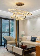 Charger l'image dans la galerie, Lustre à anneaux en cristal de verre