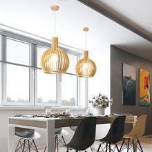 Load image into Gallery viewer, Modern Handcrafted Wood Pendant Light