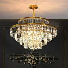 Load image into Gallery viewer, Modern glass crystal chandelier for entryways, restaurants and dining spaces
