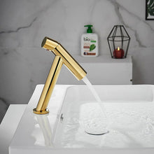 Charger l'image dans la galerie, Short Polished Gold Modern Single Handle Bathroom Faucet
