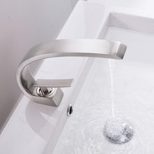 Load image into Gallery viewer, Brushed nickel modern curved bathroom faucet