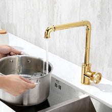 Load image into Gallery viewer, Polished gold modern Retro Brass Kitchen Faucet