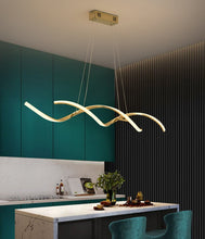 Load image into Gallery viewer, Polished gold modern curved LED chandelier