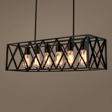 Charger l'image dans la galerie, Industrial Box Framed 6 bulb Horizontal Chandelier in Black