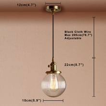 Load image into Gallery viewer, Vintage Textured Glass Globe Pendant Lights Dimensions