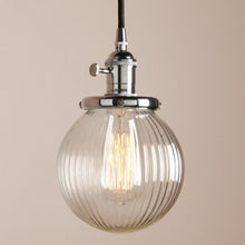 Load image into Gallery viewer, Chrome Vintage Textured Glass Globe Pendant Lights