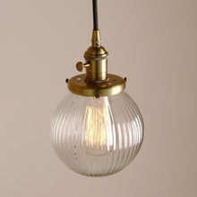 Load image into Gallery viewer, Vintage Chic Brass Glass Globe Pendant Light