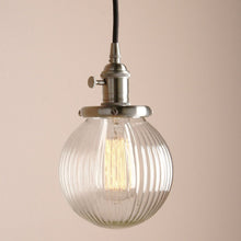 Load image into Gallery viewer, Brushed Nickel Vintage Textured Glass Globe Pendant Lights