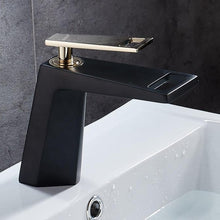 Load image into Gallery viewer, Black and polished gold modern bathroom faucet