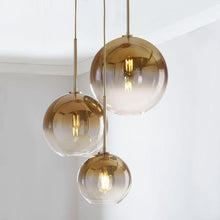 Load image into Gallery viewer, Gradient Gold Modern Glass Globe Pendant Lights