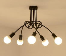 Load image into Gallery viewer, Curved Wrought Iron Black Ceiling Light