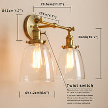 Load image into Gallery viewer, Sedona Vintage Two-Bulb Wall Sconce Dimensions