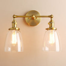 Load image into Gallery viewer, Antique Brass Vintage Two-Bulb Wall Sconce