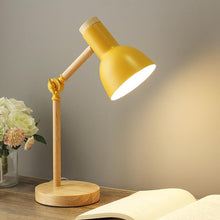 Load image into Gallery viewer, Yellow Nordic Wood Desk Lamp