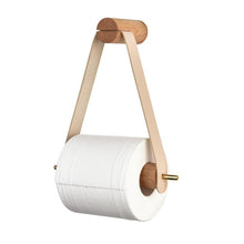 Load image into Gallery viewer, Vintage Wood & Leather Toilet Paper Holder