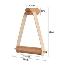 Load image into Gallery viewer, Vintage Wood & Leather Toilet Paper Holder