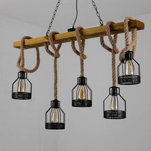 Load image into Gallery viewer, Reuben - Rustic Wood Beam and Rope Chandelier