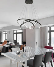 Load image into Gallery viewer, Three ring black modern ring chandelier
