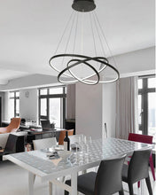 Load image into Gallery viewer, Three ring black modern ring chandelier