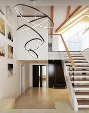 Load image into Gallery viewer, Five ring black modern ring chandelier