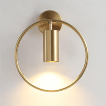 Cargar imagen en el visor de la galería, Circle Wall Sconce in Brass Finish and swivel spotlight
