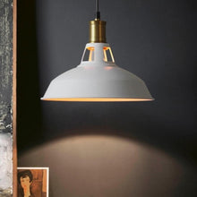 Load image into Gallery viewer, White and Brass Hanging Pendant Lamp