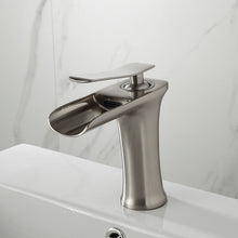 Load image into Gallery viewer, Modern Brushed Nickel waterfall single handle bathroom faucet
