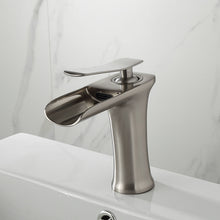 Load image into Gallery viewer, Modern Brushed Nickel waterfall single handle bathroom faucet