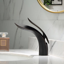 Load image into Gallery viewer, Modern black curved bathroom faucet