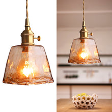 Load image into Gallery viewer, Vintage Brass and Glass Pendant Lamps