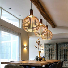 Load image into Gallery viewer, Handcrafted Wood Pendant Light