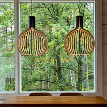 Load image into Gallery viewer, Handcrafted Wood Pendant Light in Black