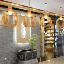 Load image into Gallery viewer, Handcrafted Wood Pendant Lights