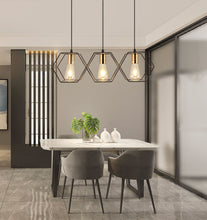 Load image into Gallery viewer, Minimal Geometric metal frame hexagon chandelier with three Bulbs