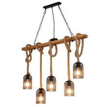 Load image into Gallery viewer, Reuben - Rustic Wood Beam and Rope Chandelier