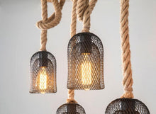 Load image into Gallery viewer, Reuben - Rustic Wood Beam and Rope Chandelier